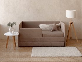 Диван-кровать Happy (капучино) в Новопичугово - novopichugovo.mebel-nsk.ru | фото