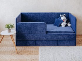 Диван-кровать Happy (синий) в Новопичугово - novopichugovo.mebel-nsk.ru | фото