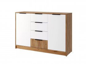 Комод КМ-002 Ивис (дуб крафт золотой/белый) в Новопичугово - novopichugovo.mebel-nsk.ru | фото