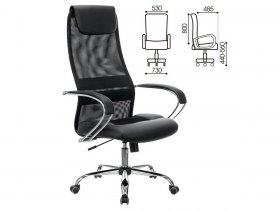 Кресло офисное BRABIX PREMIUM Stalker EX-608 CH, хром, ткань-сетка/кожзам, черное в Новопичугово - novopichugovo.mebel-nsk.ru | фото