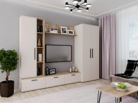 Модульная стенка Верона (сатин/дуб крафт серый) в Новопичугово - novopichugovo.mebel-nsk.ru | фото