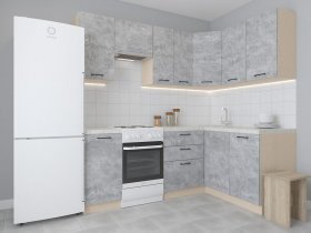 Модульная угловая кухня 1,4м*2,1м Лада (цемент) в Новопичугово - novopichugovo.mebel-nsk.ru | фото