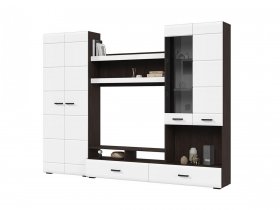 Стенка ГС-01 Либерти (венге/белый глянец) в Новопичугово - novopichugovo.mebel-nsk.ru | фото