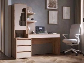 Стол компьютерный Пифагор (дуб вотан/кашемир) в Новопичугово - novopichugovo.mebel-nsk.ru | фото