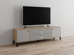 Тумба под ТВ Парус-10 (дуб крафт серый/серый) в Новопичугово - novopichugovo.mebel-nsk.ru | фото